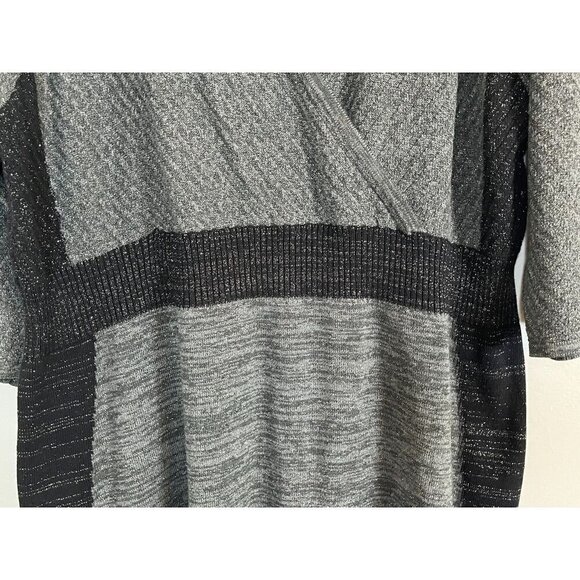 Lane Bryant Dress 22 Gray Midi Sweater Metallic Neutral Retro Minimalist Goth - Picture 5 of 16